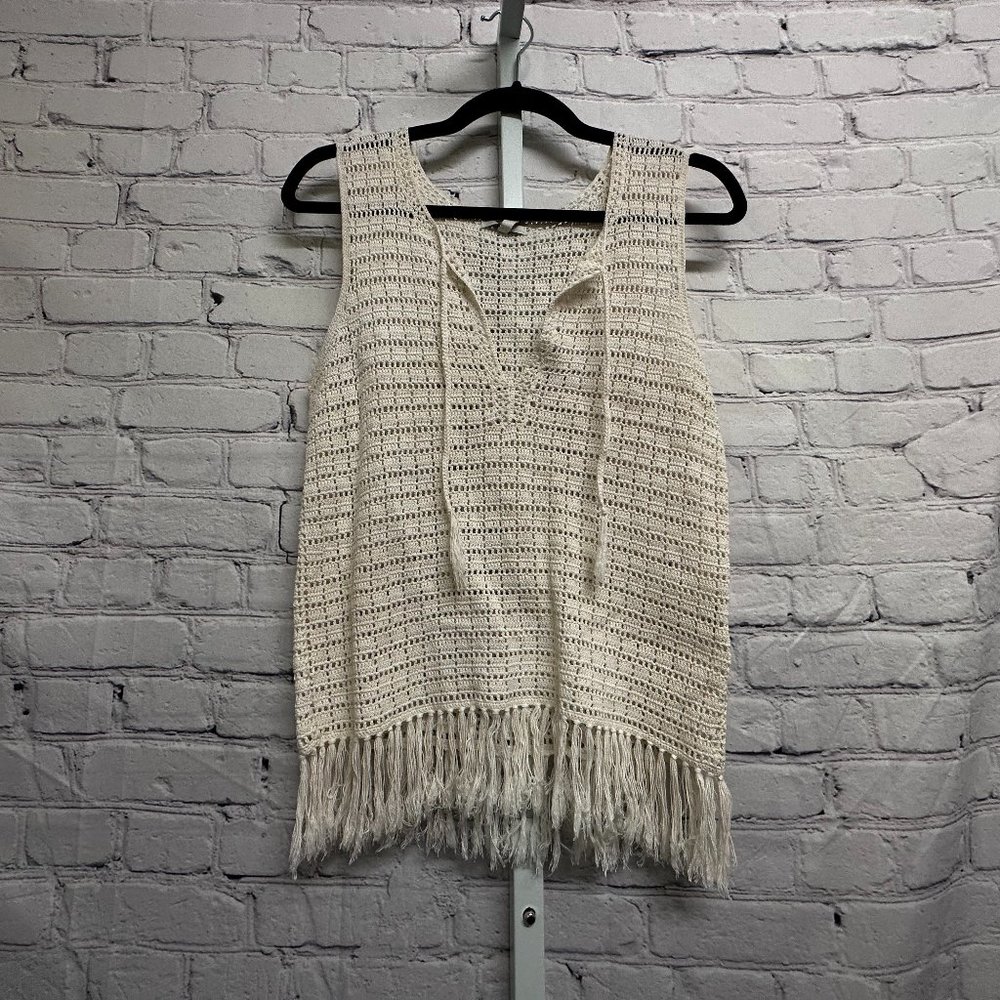 JOIE - Lace Macrame Fringe Bottom Festival Top